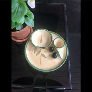 Cali pottery - olive/pickle plate